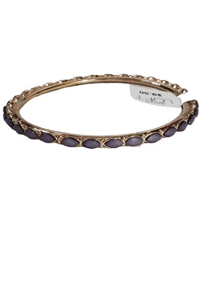 LOFT Goldtone Trim Purple Stone Bangle Bracelet #923