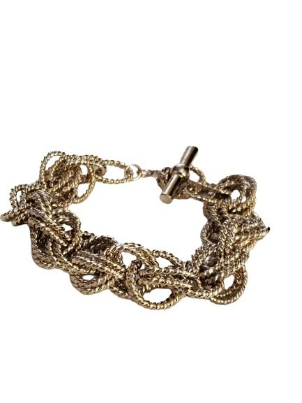 Chunky Textured Goldtone Chainlink  Bracelet #1106