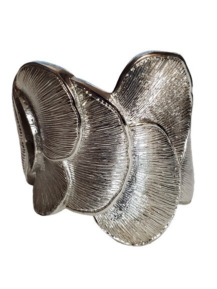 Ann Taylor Thick Silver Statement Bangle Bracelet #957