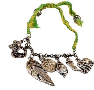 LOFT Yarn Strand Silvertone Charm Bracelet #289