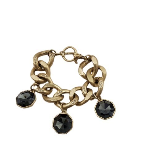 Ann Taylor Brushed Gold Dangle Stone Bracelet 1435
