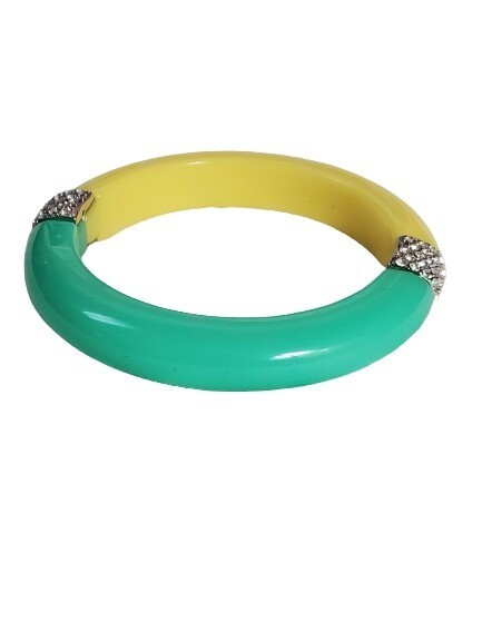 Ann Taylor Yellow &amp; Green Crystal Bangle Bracelet #936