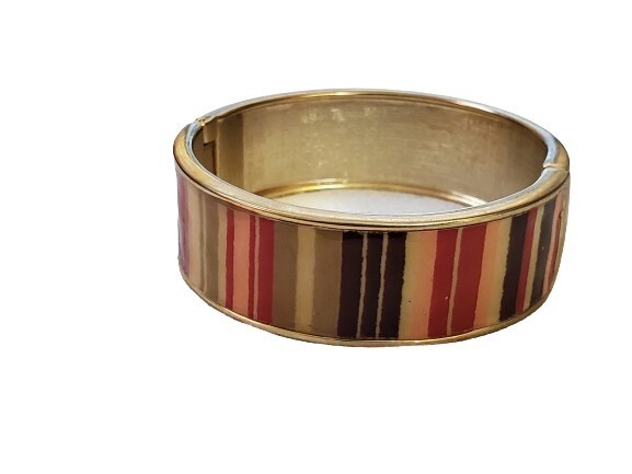 LOFT Brown Multicolor Pink Enamel Bangle Bracelet #907