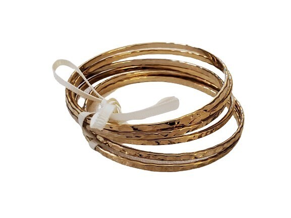 LOFT Textured Goldtone Bangle Bracelet Set #905