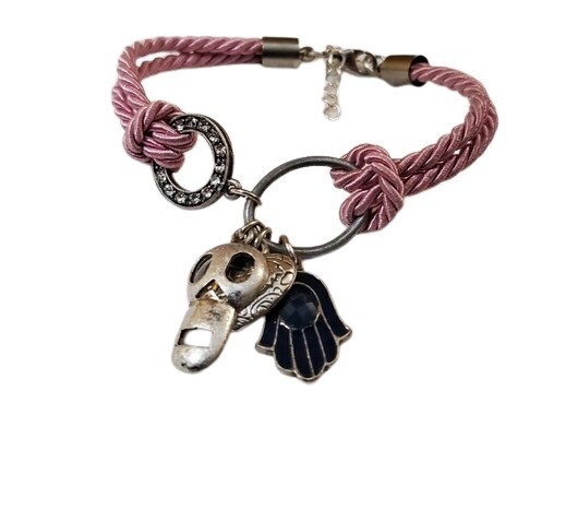 NWOT Pink Ribbon Rhinestone Charm Bracelet #300