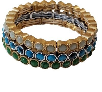 Ann Taylor Resin Rhinestone Stretch Bracelet Set #298