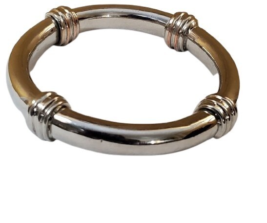 LOFT Silvertone Metal &amp; Horn Finish Bangle Bracelet #331