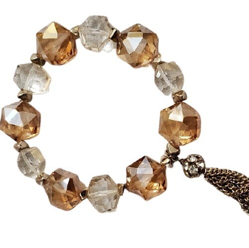 Ann Taylor Gold Rhinestone Stretch Bracelet #503