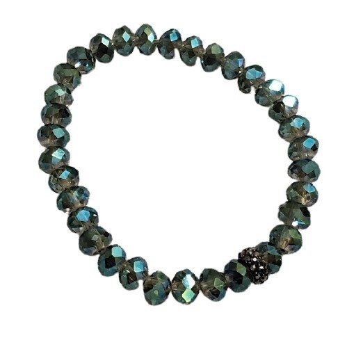 Ann Taylor Teal Rhinestone Stretch Bracelet #500