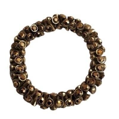 Ann Taylor Dk Gold Rhinestone Stretch Bracelet #499