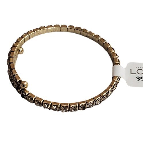 LOFT Gold Rhinestone Coil Bangle Bracelet #703
