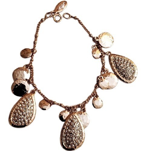 Ann Taylor Rose Gold Teardrop Rhinestone Bracelet #530