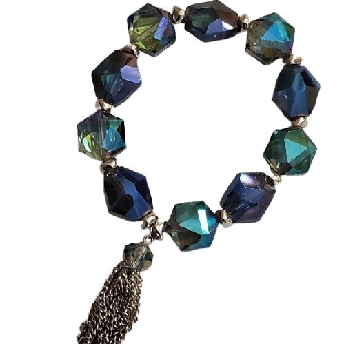 Ann Taylor Blue Bead Stretch Bracelet #502