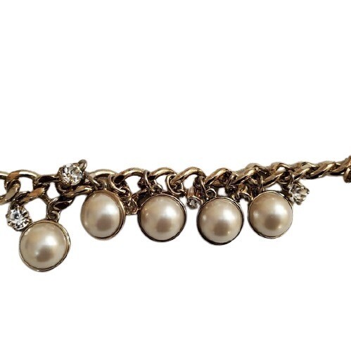 Ann Taylor Gold Rhinestone Pearl Bracelet #722