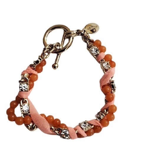 Ann Taylor Coral Rhinestone Bracelet #532
