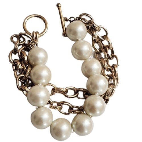 Ann Taylor Gold Pearl Cluster Bracelet #513