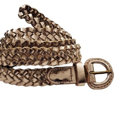 Rose Gold Skinny Braid Belt - M #1570