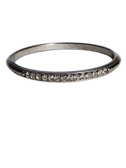 Ann Taylor Silvertone Rhinestone Bangle Bracelet #958