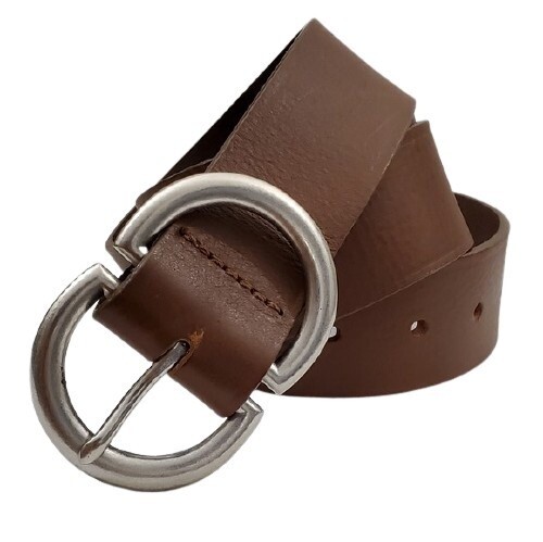 Brown Leather Antique Buckle Belt - M #1561