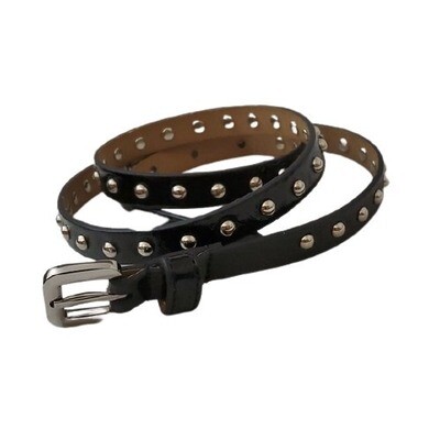 LOFT Black Crinkle Patent Skinny Belt L #2026