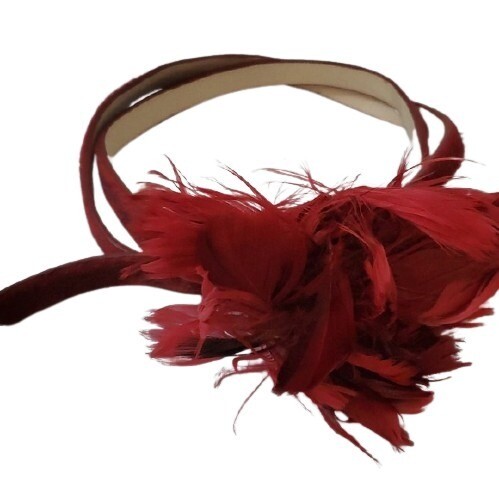 LOFT Burgandy Velvet Feather Belt M #2054