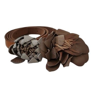 LOFT Taupe Flower Leather Belt M #2051