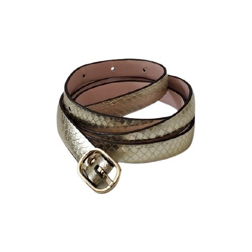 LOFT Gold Foil Print Skinny Belt M #2042