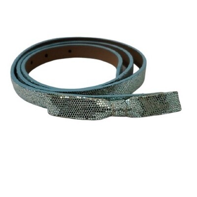 LOFT Blue Shimmer Bow Skinny Belt S/M #2050