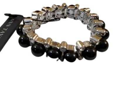 Ann Taylor Black Gumball Stretch Bracelet #181