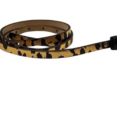 Gold/Black Spotted Foil Skinny Belt sz M #1573
