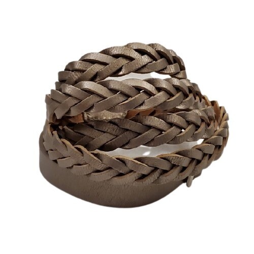 LOFT Pewter Skinny Braid Belt - L #1558