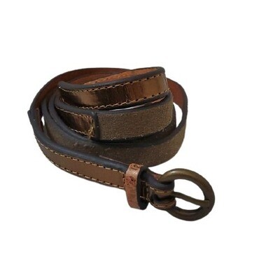 LOFT Olive Suede Copper Skinny Belt M/L #2044