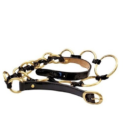 Ann Taylor Black Patent Rings Belt S #1589