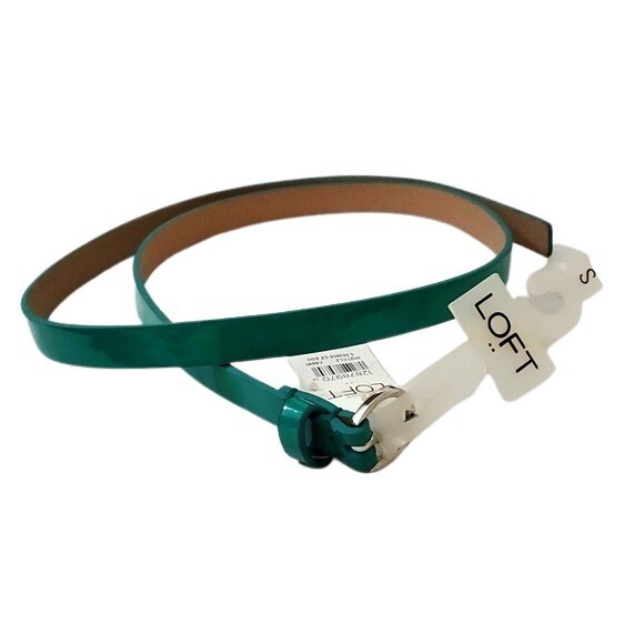 LOFT Green Patent Skinny Belt S #2020