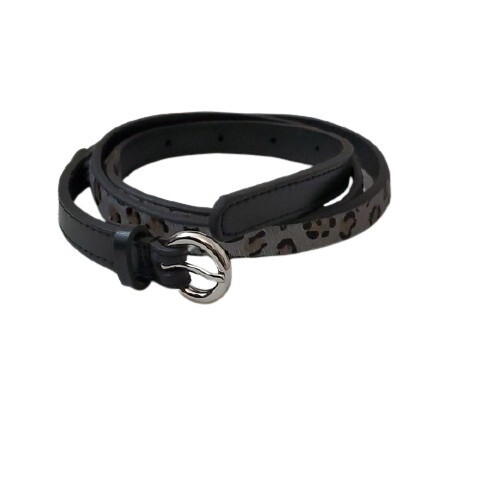 LOFT Grey Haircalf Leather Skinny Belt M #2036