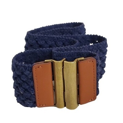 Blue Crochet Stretch Belt S #1399
