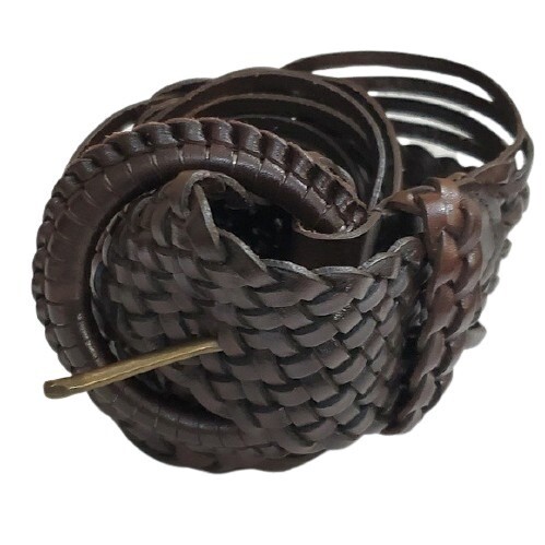 Ann Taylor Brown Leather Braid Belt (S) #650