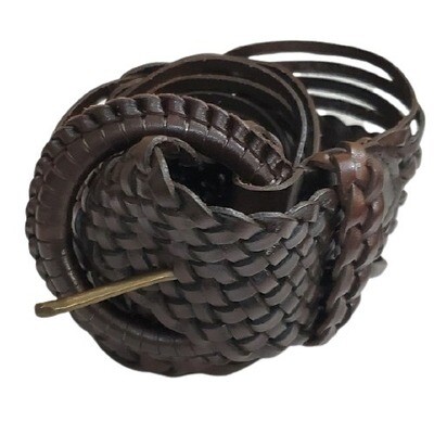 Ann Taylor Brown Leather Braid Belt (S) #650