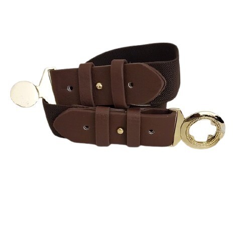 LOFT Brown Gold Buckle Stretch Belt S #1377