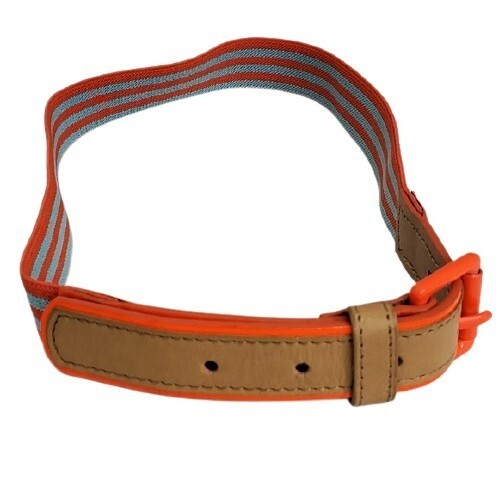 LOFT Neon Coral Stripe Stretch Belt S #1379