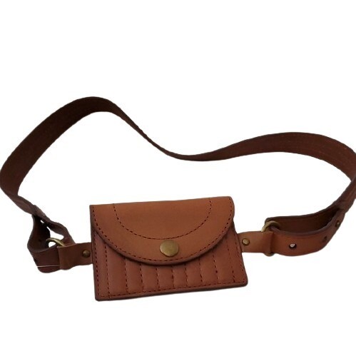 LOFT Brown Stitch Coin Pouch Belt - M #2059