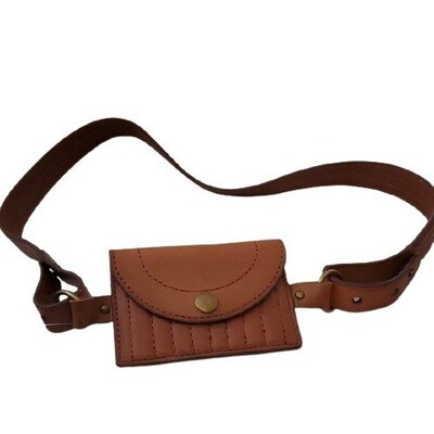 LOFT Brown Stitch Coin Pouch Belt - M #2059