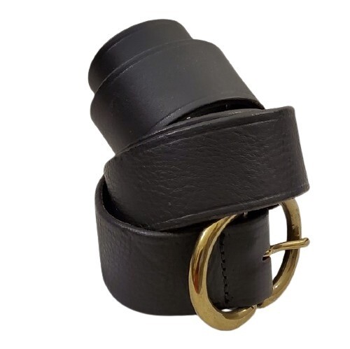 Black Leather Antique Buckle Belt - M/L #1554