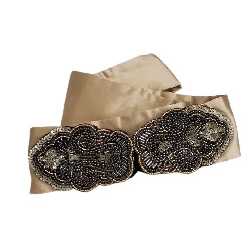 Beaded Satin Statement Belt S #1395