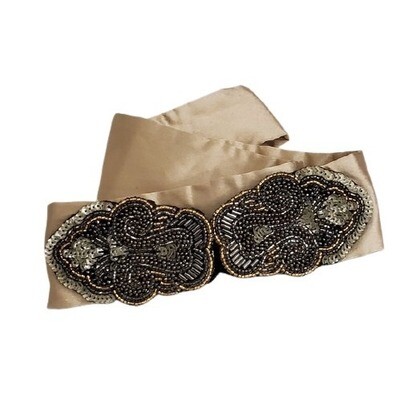 Beaded Satin Statement Belt S #1395