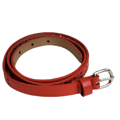 Pink Perforated Patent Skinny Belt S #1404