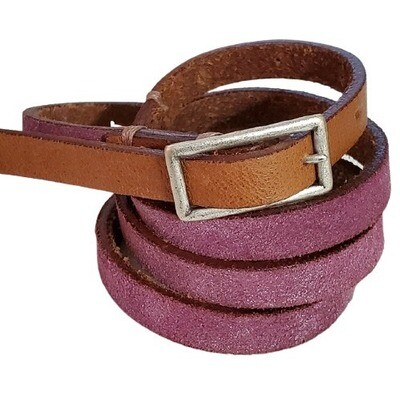 Mauve Leather Skinny Belt sz M #1353