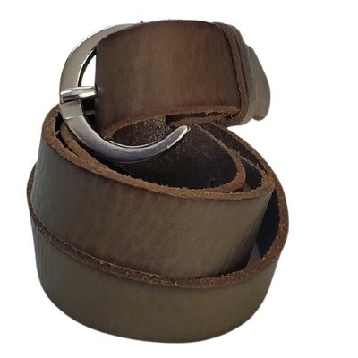 Brown Brushed Silver Buckle Belt sz M #1292