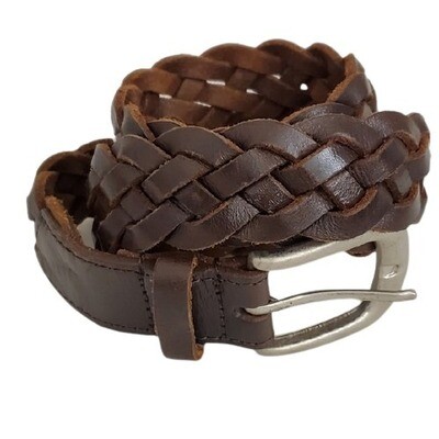 Ann Taylor Brown Leather Braid Belt S/M #1378
