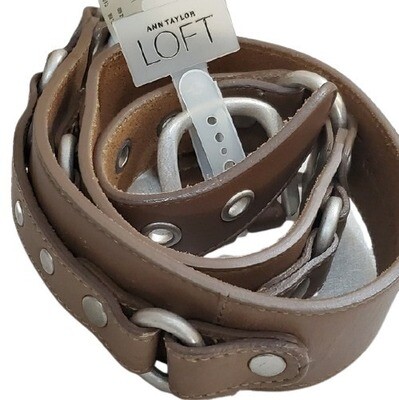 LOFT Taupe Leather Chain Belt (S) #656